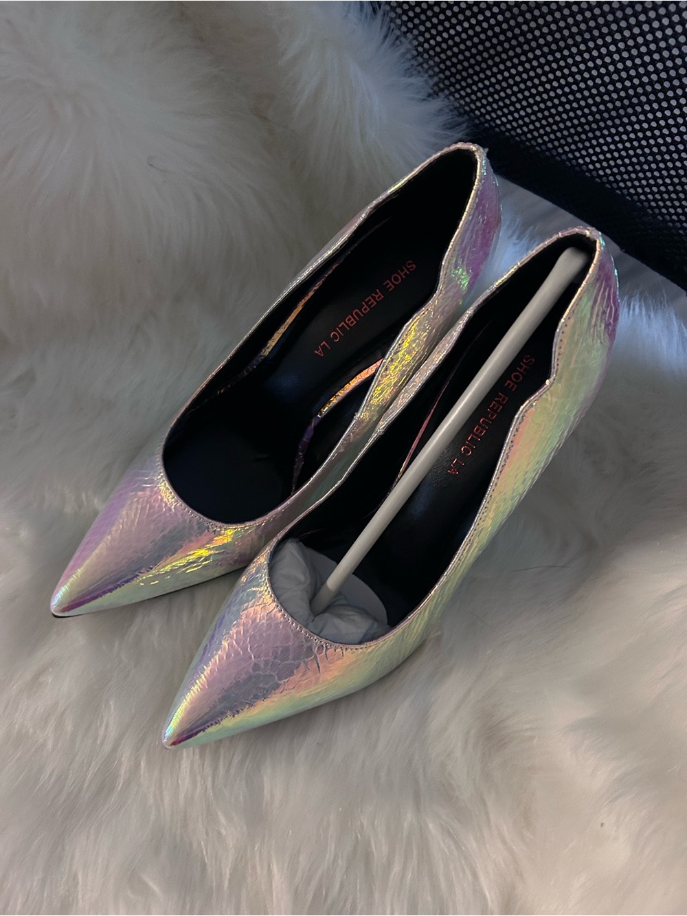 Shoe Republic LA Iridescent Pointed-Toe Pumps